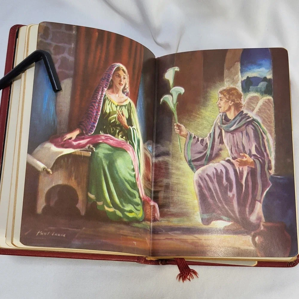 Vintage 1954 The Prayer Book Catholic Press Life of Christ Red Gilt Illustrated
